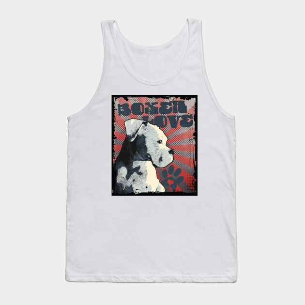 Vintage White Boxer Tank Top by TAS Illustrations and More